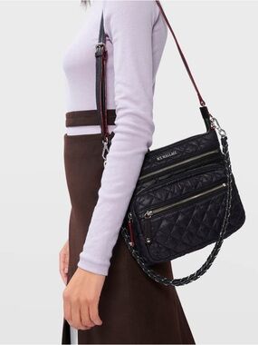MZ Wallace Black Quilted Crossbody with Chain Strap
